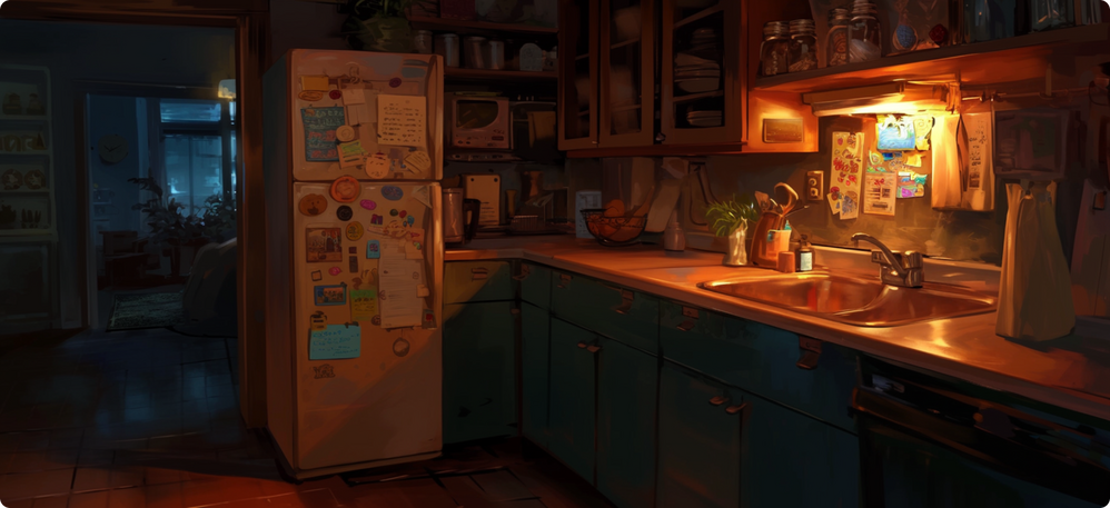 the kitchen